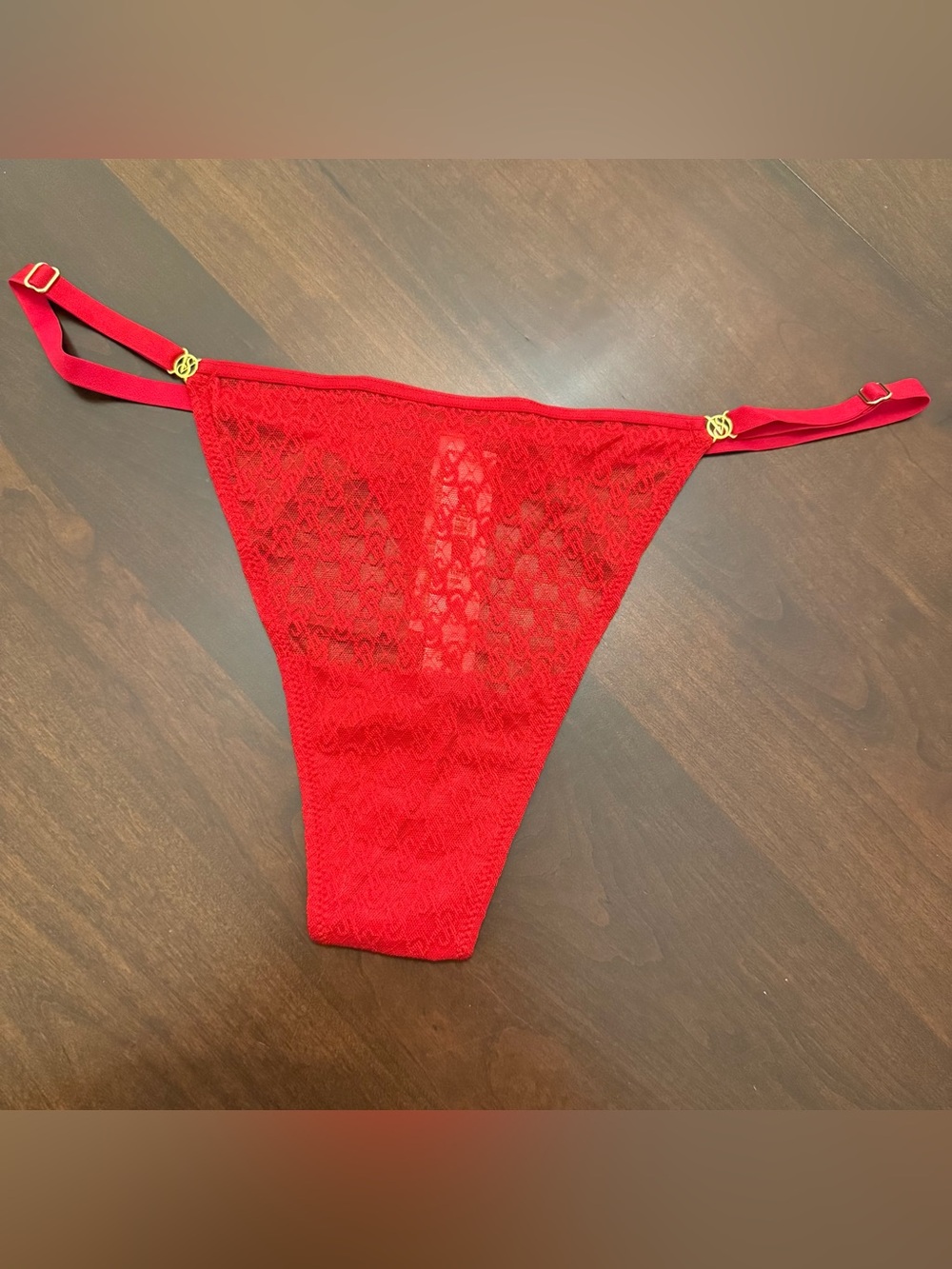 Victoria's Secret Red Icon Lace Adjustable Strap Thong XXL